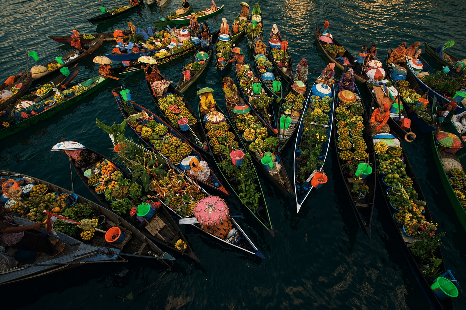 Traditional market vendor on the river